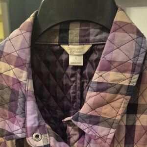 Christopher & Banks Purple and Tan Plaid Jacket